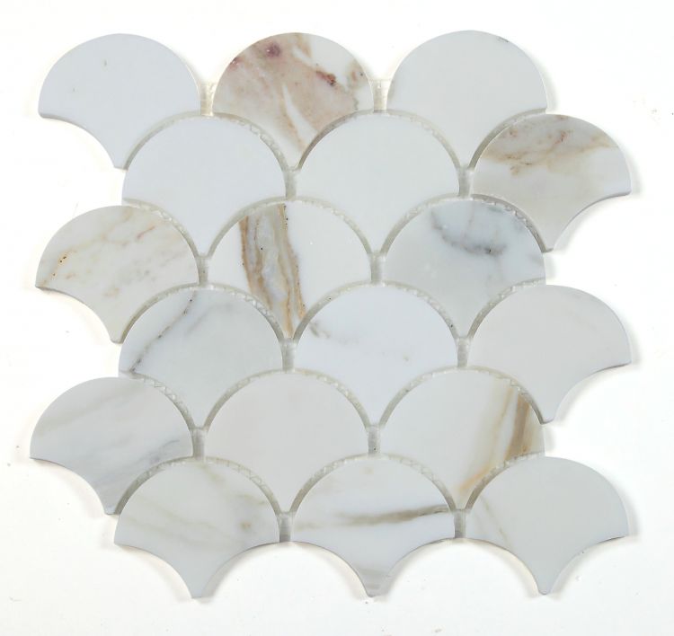 Dragon Scale Calacatta Gold Polished 9.75 x 10 Mosaic Tile