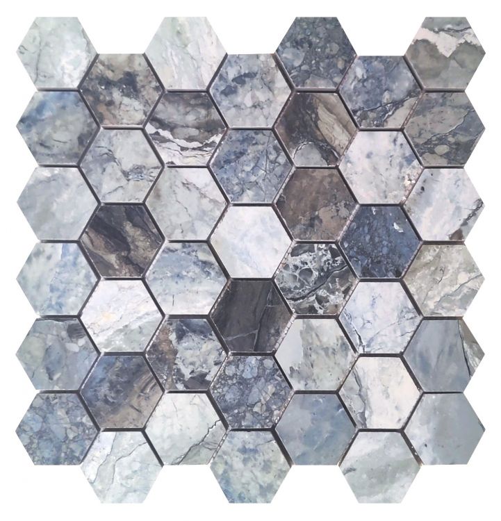Mystic Ocean Matte Hexagon 2 x 2 12 x 12 Porcelain Mosaic