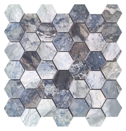 Mystic Ocean Matte Hexagon 2 x 2 12 x 12 Porcelain Mosaic
