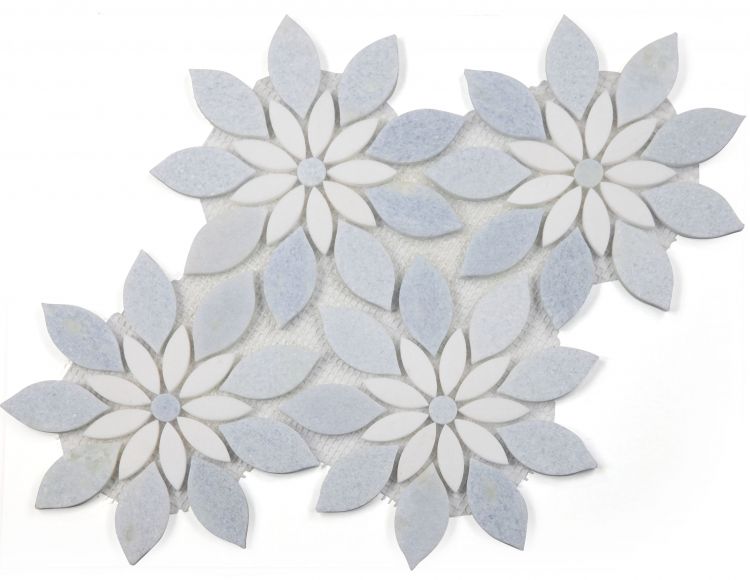 Daisy Bloom Ocean 11.75 x 13.25 Mosaic Tile