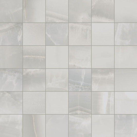 Akoya Silver Matte Mosaic 2 x 2 12 x 12 Italian Porcelain Mosaic