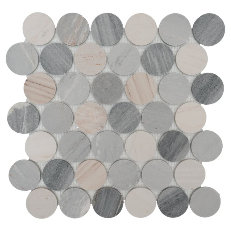 Penny Marble Large Blue 11.75 x 12 Mosaic Tile