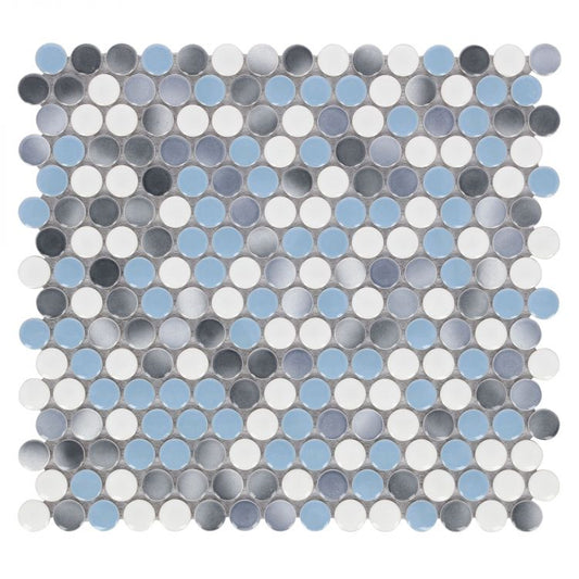 Penny Round Sky 11.5 x 12.25 Mosaic Tile