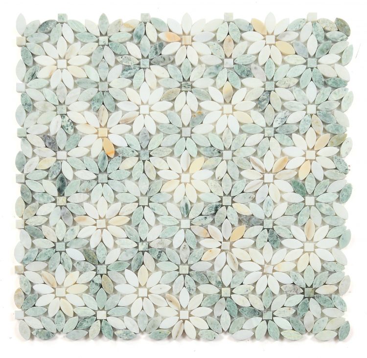 Daisy Wild Green  12.75 x 12.5 Mosaic Tile