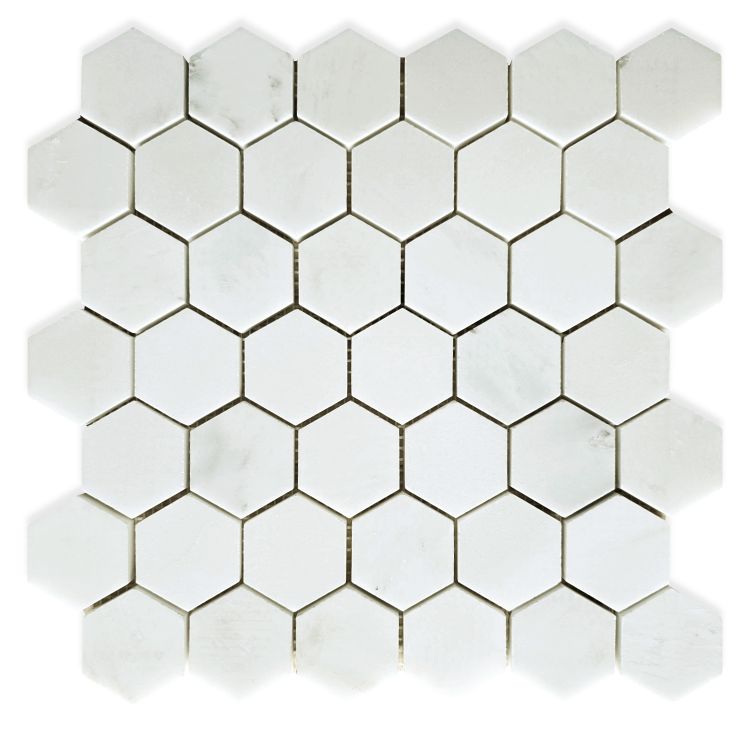 Hexagon Snow White Honed 2 x 2 11.75 x 12 Mosaic Tile