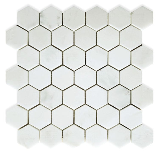 Hexagon Snow White Honed 2 x 2 11.75 x 12 Mosaic Tile