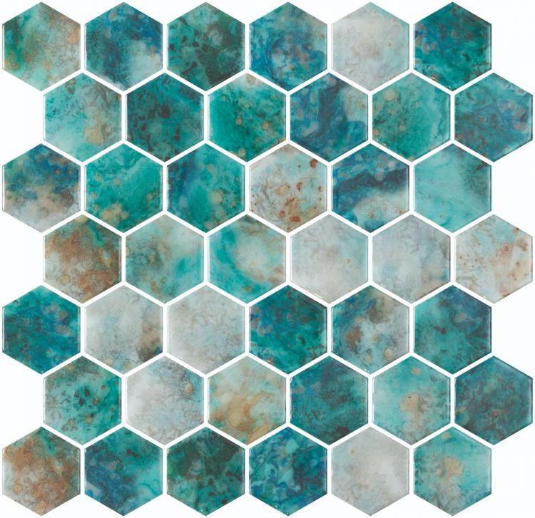 Vanguard Hex XL Green (Onyx Green) 11.25 x 11.25 Mosaic Tile