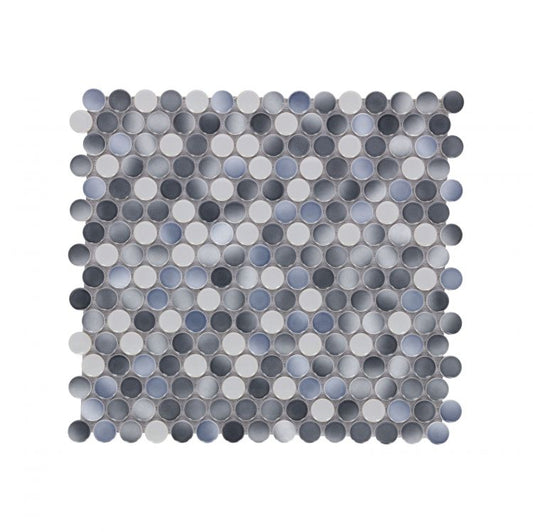 Penny Round Gradient Grey Glossy 11.5 x 12.25 Mosaic Tile