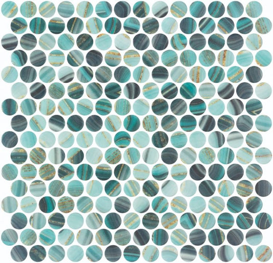 Vanguard Penny Onyx Teal 11.25 x 11.25 Mosaic Tile