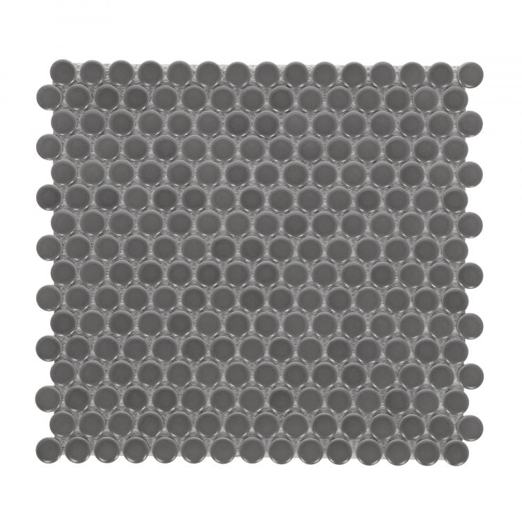 Penny Round Dark Grey Matte 11.5 x 12.25 Mosaic Tile