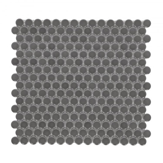 Penny Round Dark Grey Matte 11.5 x 12.25 Mosaic Tile