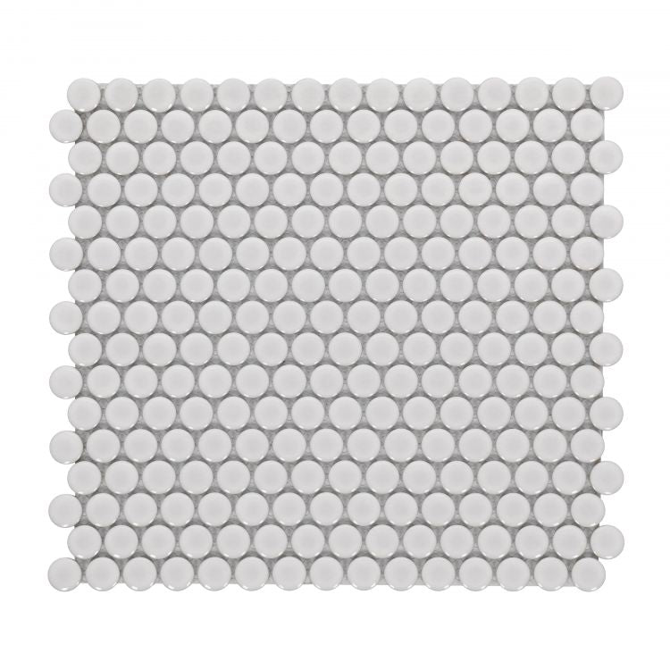 Penny Round Natural Grey Glossy 11.5 x 12.25 Mosaic Tile