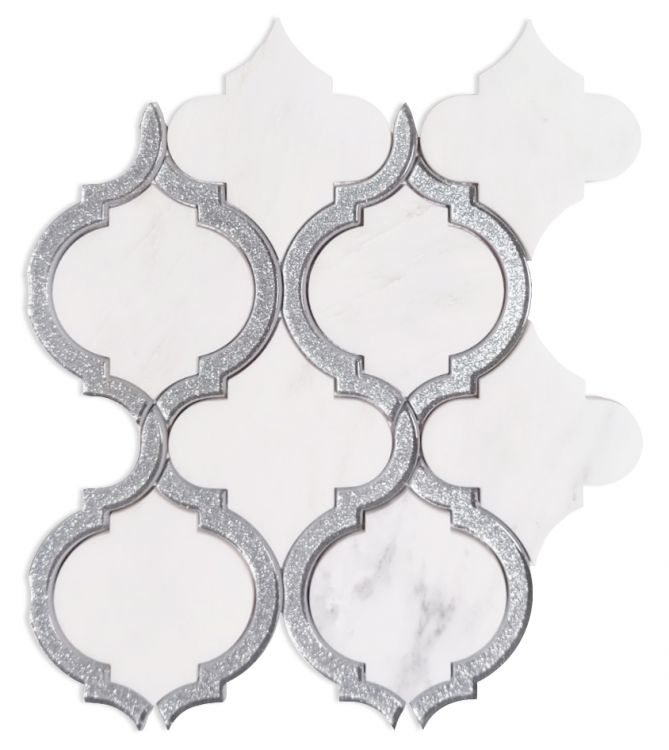Alice Silver White 9.75 x 11.75 Mosaic Tile