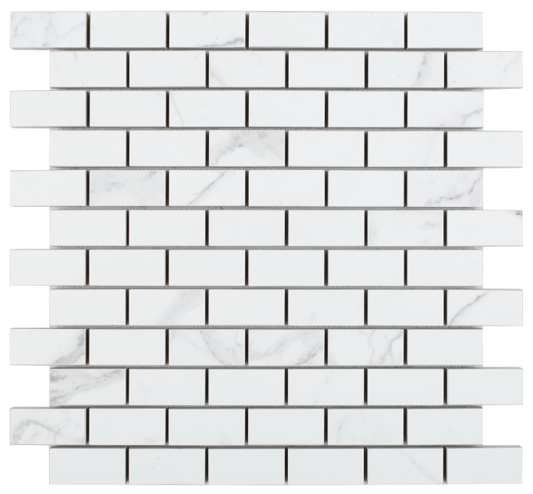 Malaysia Carrara Pre Matte Brick Mosaic 12 x 12 Marble Laminated Porcelain Tile