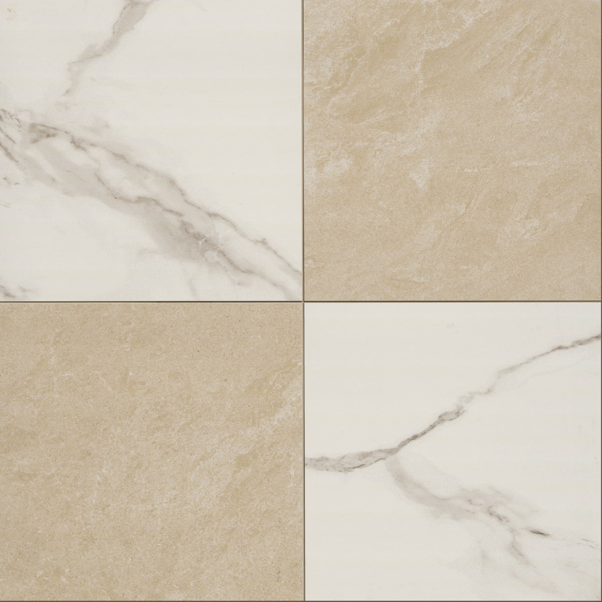 MSI Casa Duet Calacatta Crema Checkered 24" x 24" Matte Porcelain Tile