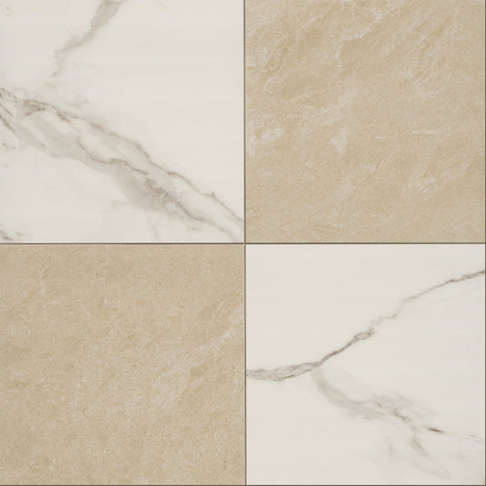 MSI Casa Duet Calacatta Crema Checkered 24" x 24" Matte Porcelain Tile