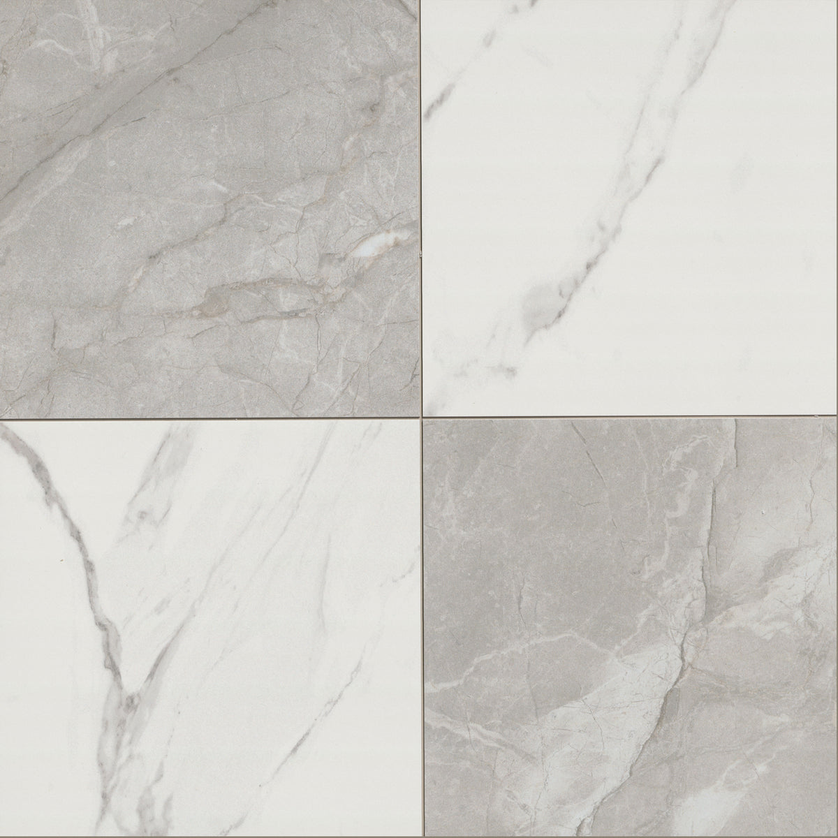 MSI Casa Duet Calacatta Grigio Checkered 24" x 24" Matte Porcelain Tile