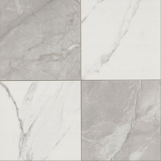 MSI Casa Duet Calacatta Grigio Checkered 24" x 24" Matte Porcelain Tile