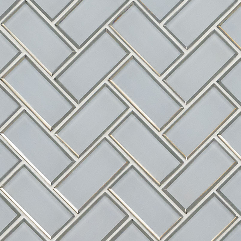 MSI Ice Bevel Herringbone Glass Mosaic Tile