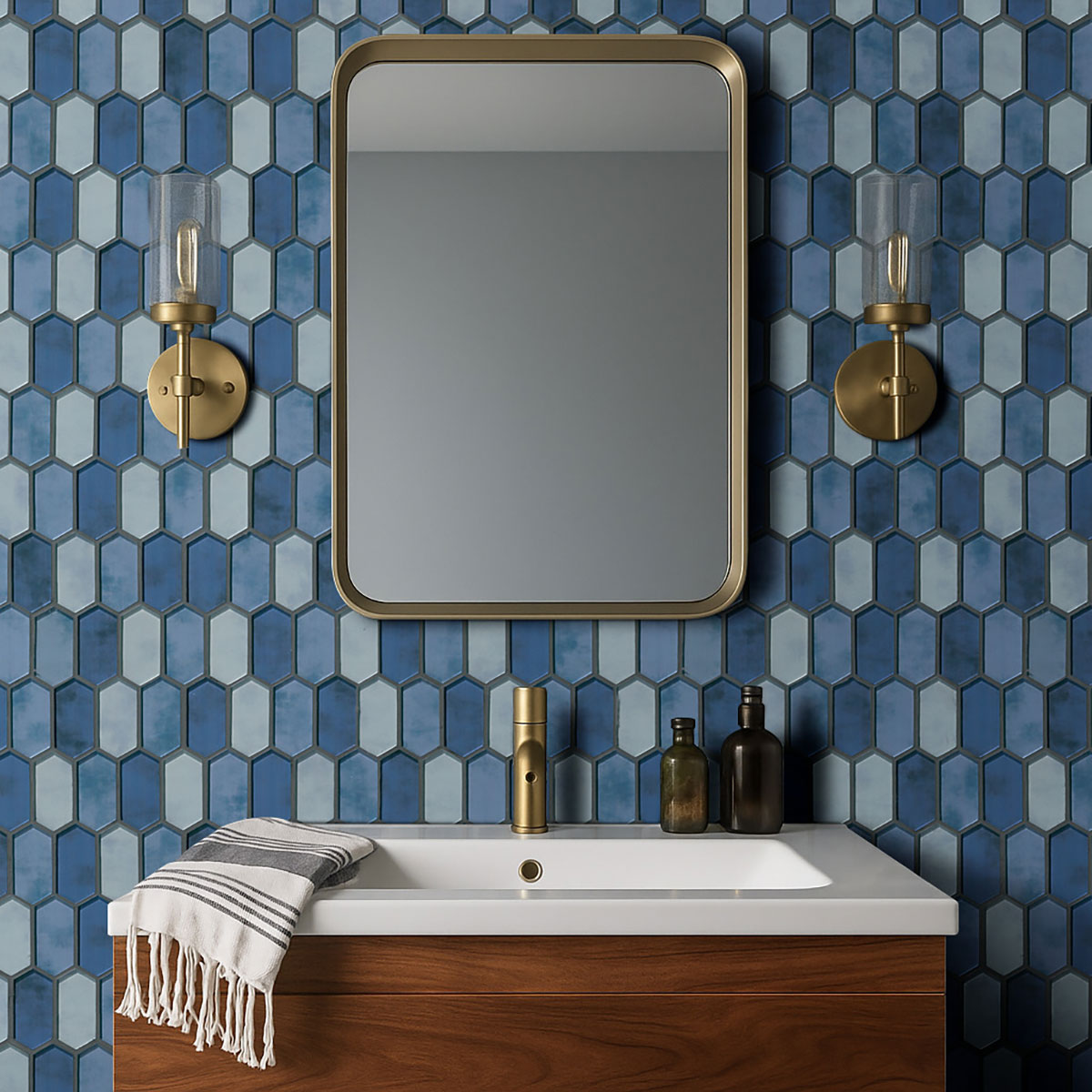 MSI Boathouse Blue Picket Glass Mosaic Tile - view 4