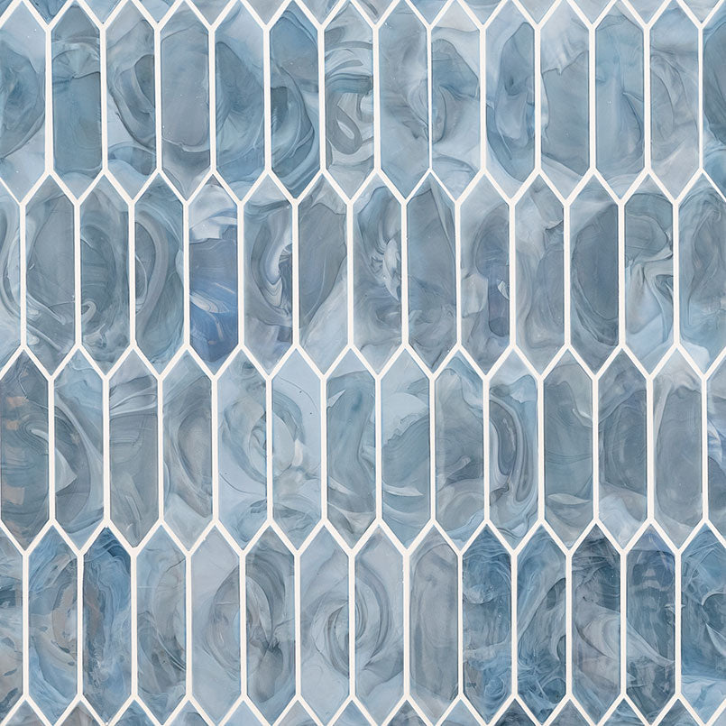 MSI Blue Shimmer Picket Glass Mosaic Tile - view 2