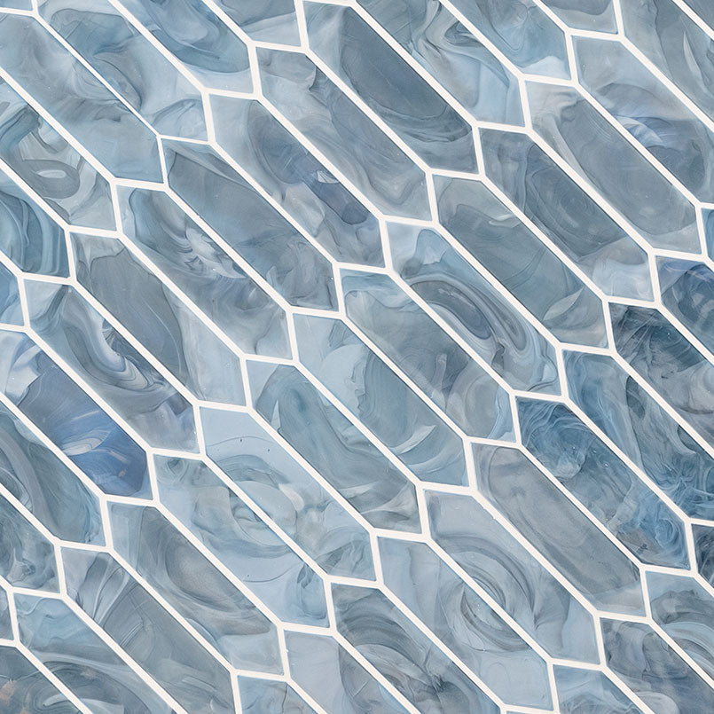 MSI Blue Shimmer Picket Glass Mosaic Tile - view 3