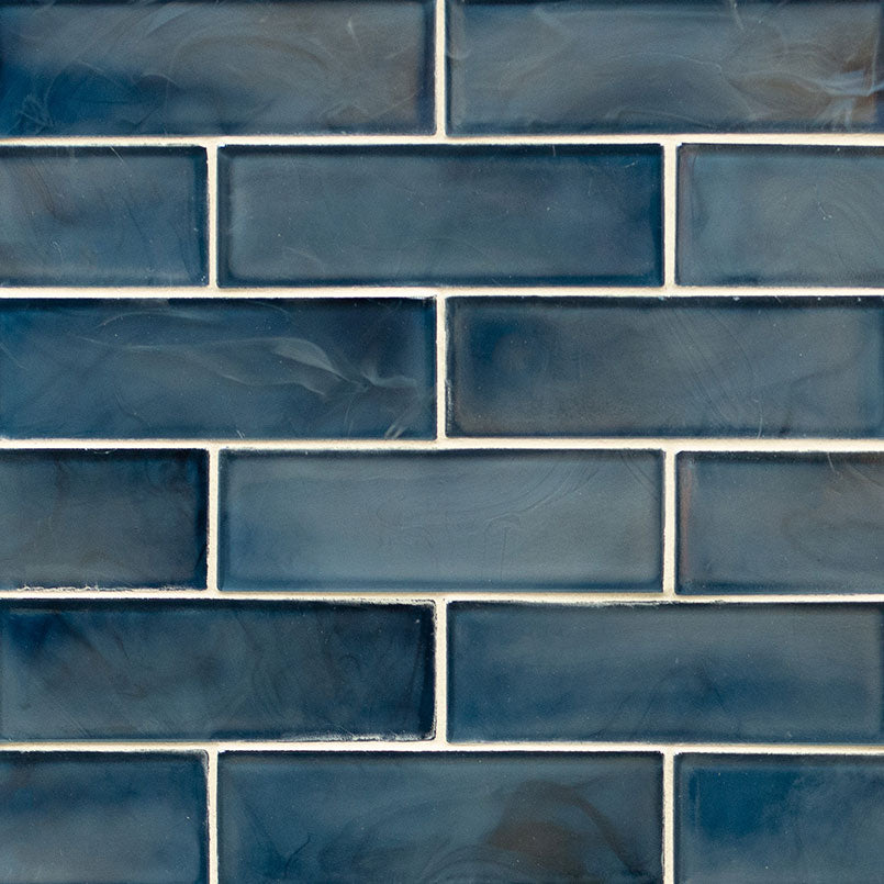 MSI Blue Shimmer 2 x 6 Glass Subway Mosaic Tile
