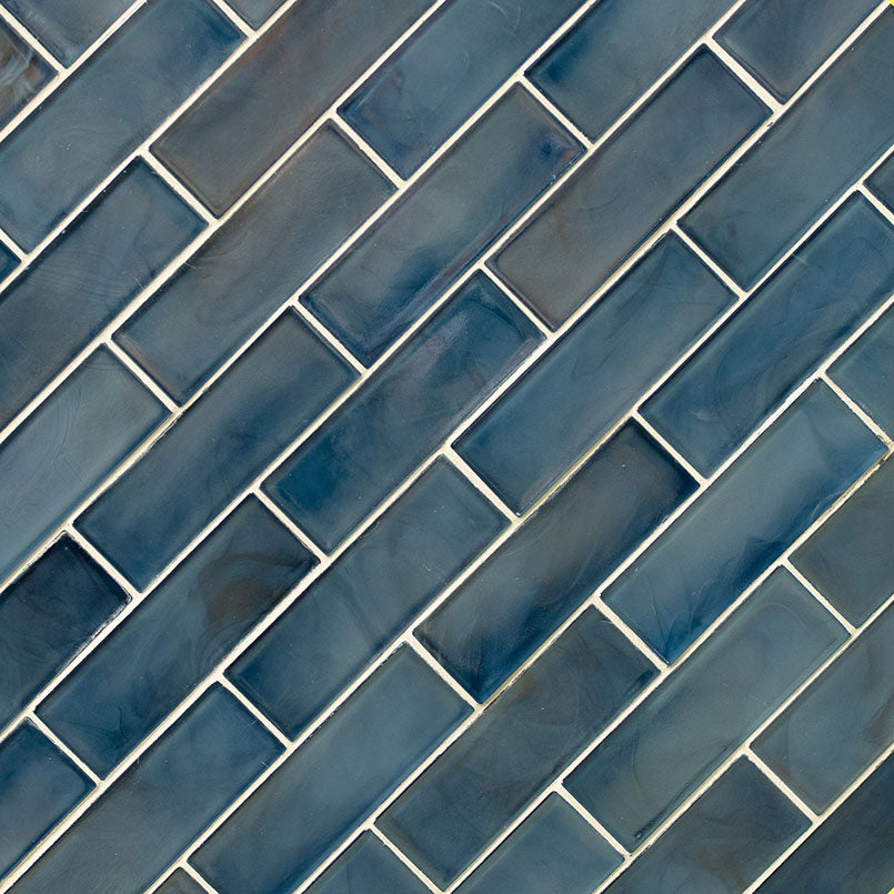 MSI Blue Shimmer 2 x 6 Glass Subway Mosaic Tile - view 2