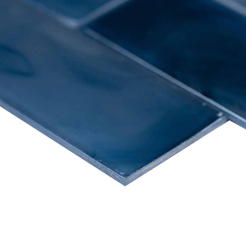 MSI Blue Shimmer 2 x 6 Glass Subway Mosaic Tile - view 3