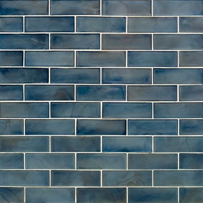 MSI Blue Shimmer 2 x 6 Glass Subway Mosaic Tile - view 4