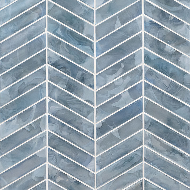 MSI Blue Shimmer Chevron Glass Mosaic Tile