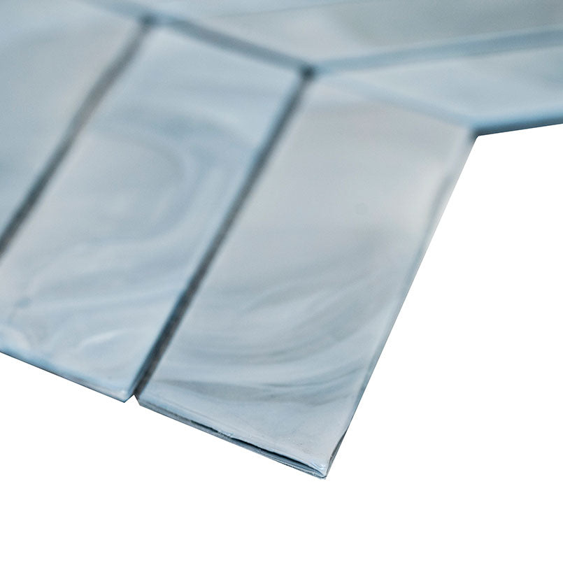 MSI Blue Shimmer Chevron Glass Mosaic Tile - view 2