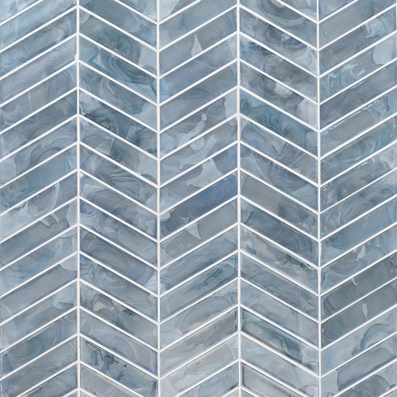 MSI Blue Shimmer Chevron Glass Mosaic Tile - view 3