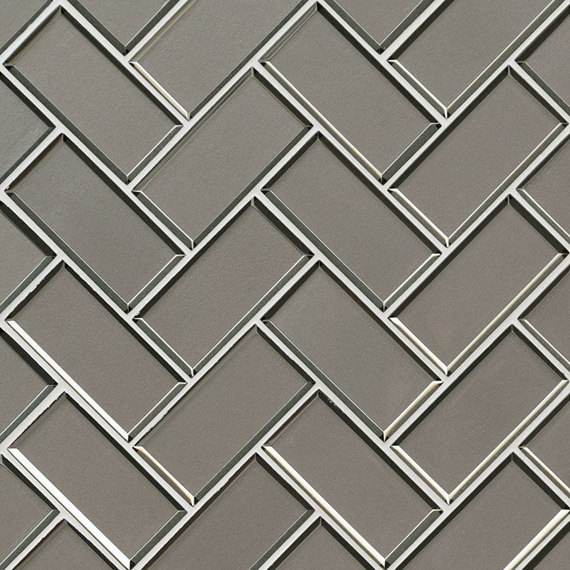 MSI Champagne Bevel Herringbone Glass Mosaic Tile
