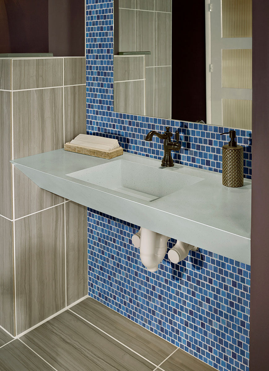 MSI Hawaiian Blue 1 x 1 Glass Mosaic Tile - view 2