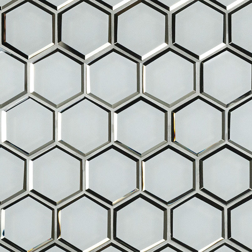 MSI Ice Beveled 3 in. Hexagon Glass Mosaic Tile