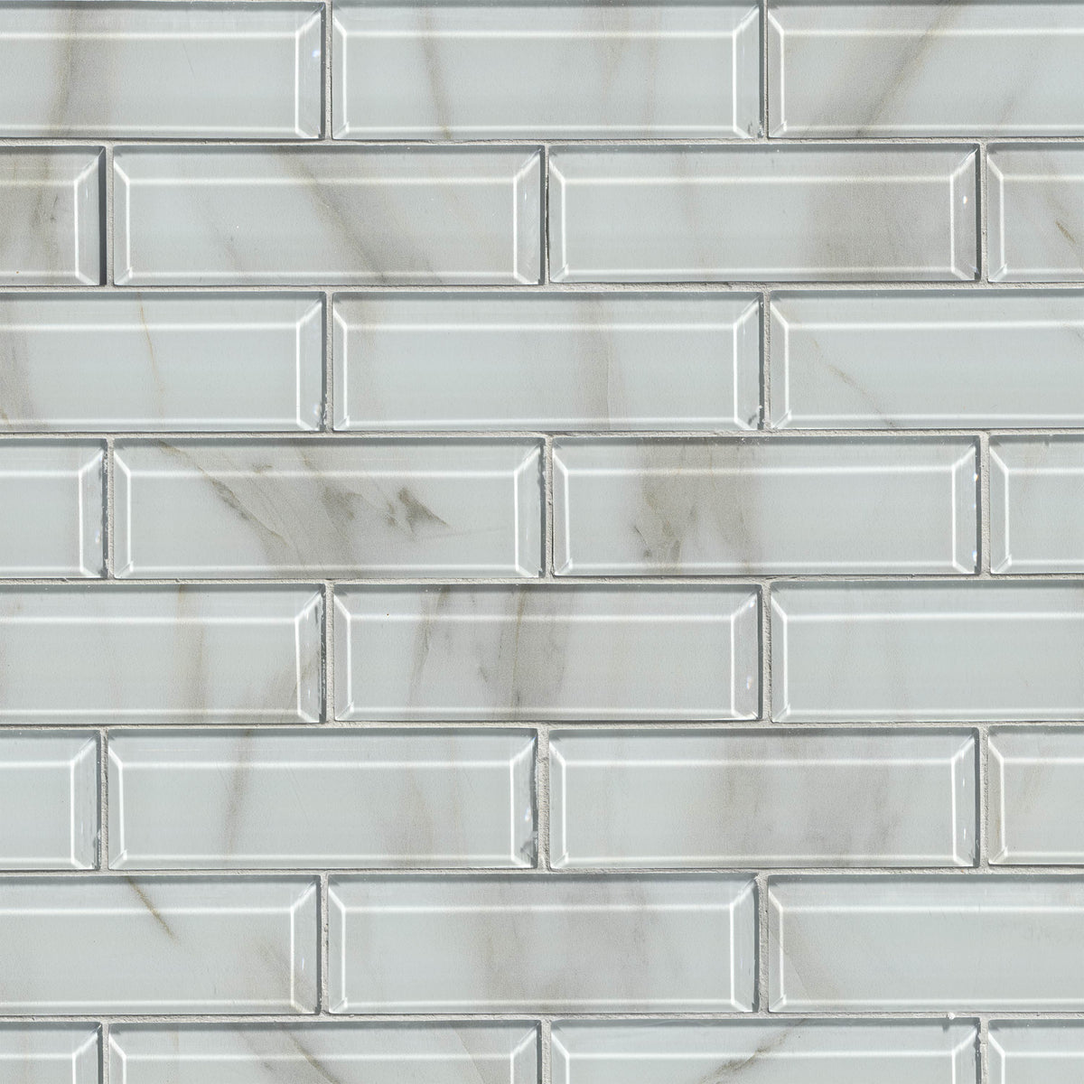MSI Ivory Amber Beveled Subway Glass Mosaic Tile