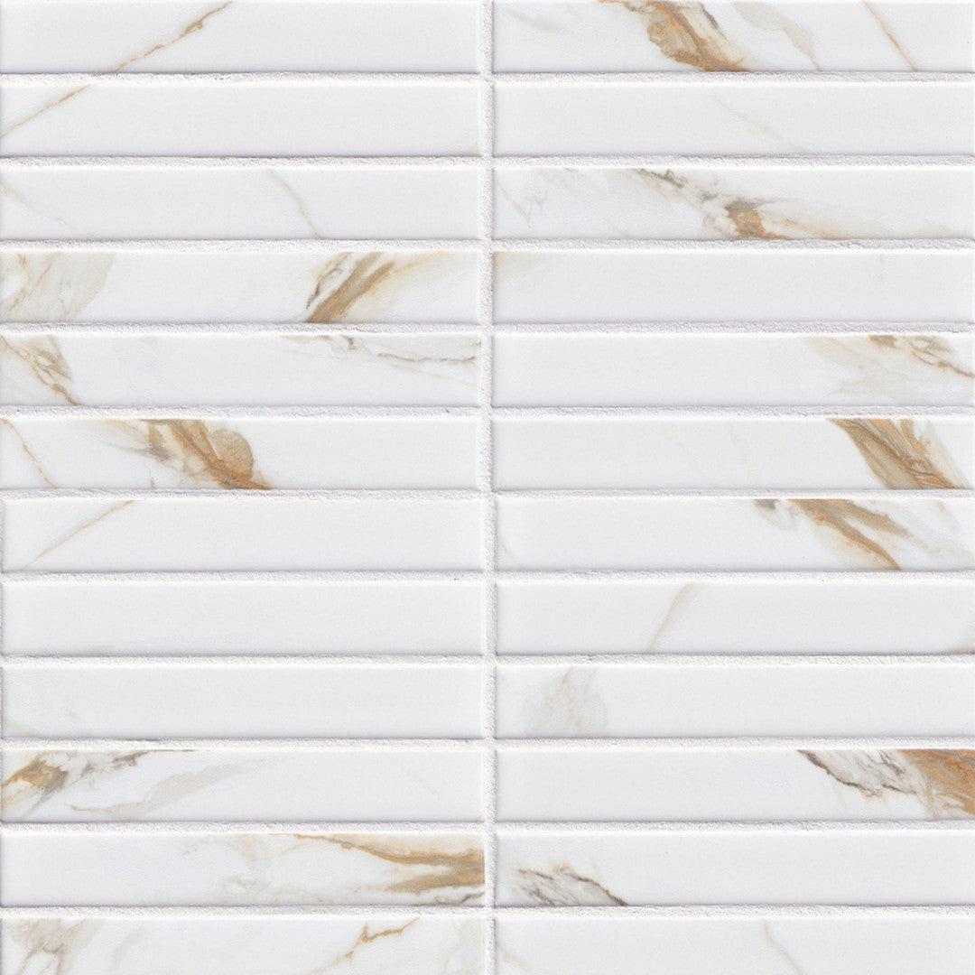 MSI Calacatta Gold 1x6 Stack matte mosaic sheet