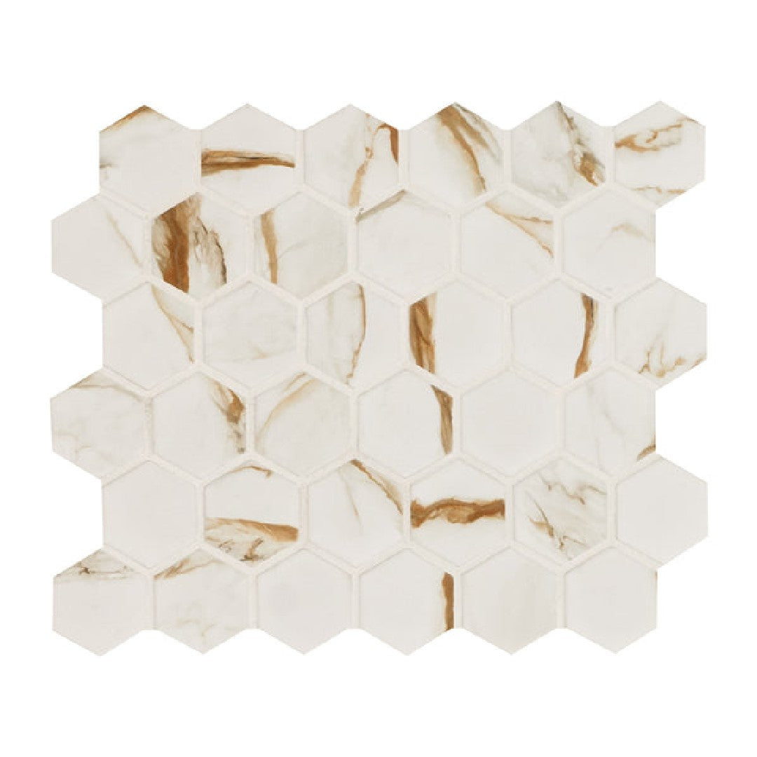 MSI Calacatta Gold 2 inch Hexagon Matte mosaic sheet