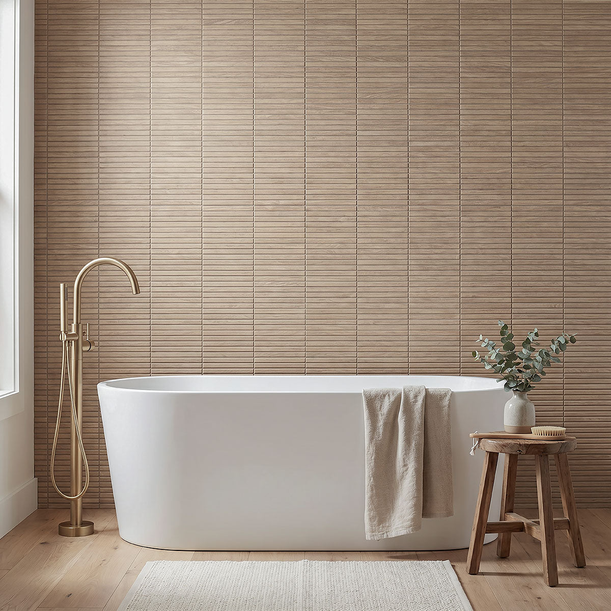 MSI Bamboo Ridge Beige Stack Matte Porcelain Mosaic Tile 4