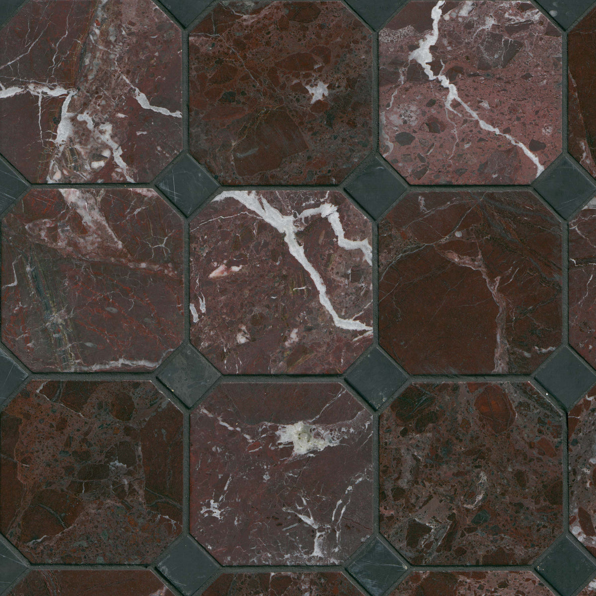 MSI Rosso Levanto 4" Octagon Brushed Marble Mosaic 1
