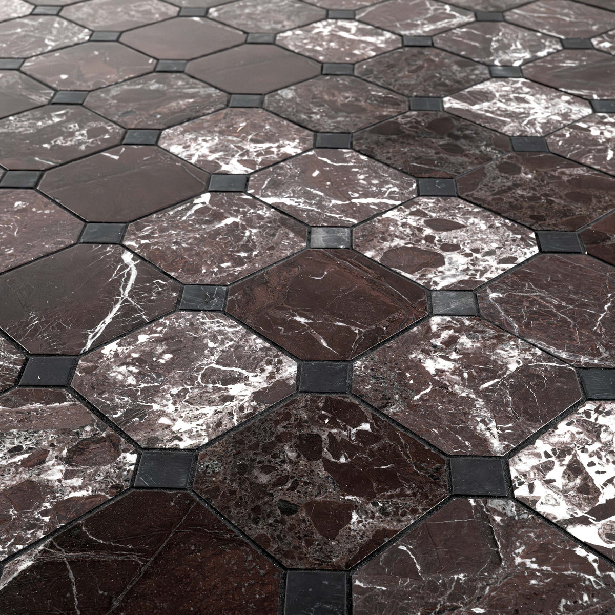 MSI Rosso Levanto 4" Octagon Brushed Marble Mosaic 2