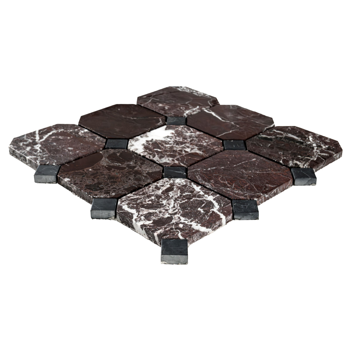 MSI Rosso Levanto 4" Octagon Brushed Marble Mosaic 3