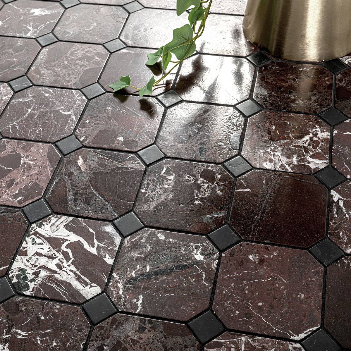 MSI Rosso Levanto 4" Octagon Brushed Marble Mosaic 4