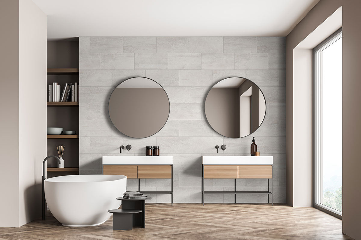 MSI Oxide Blanc bathroom installation