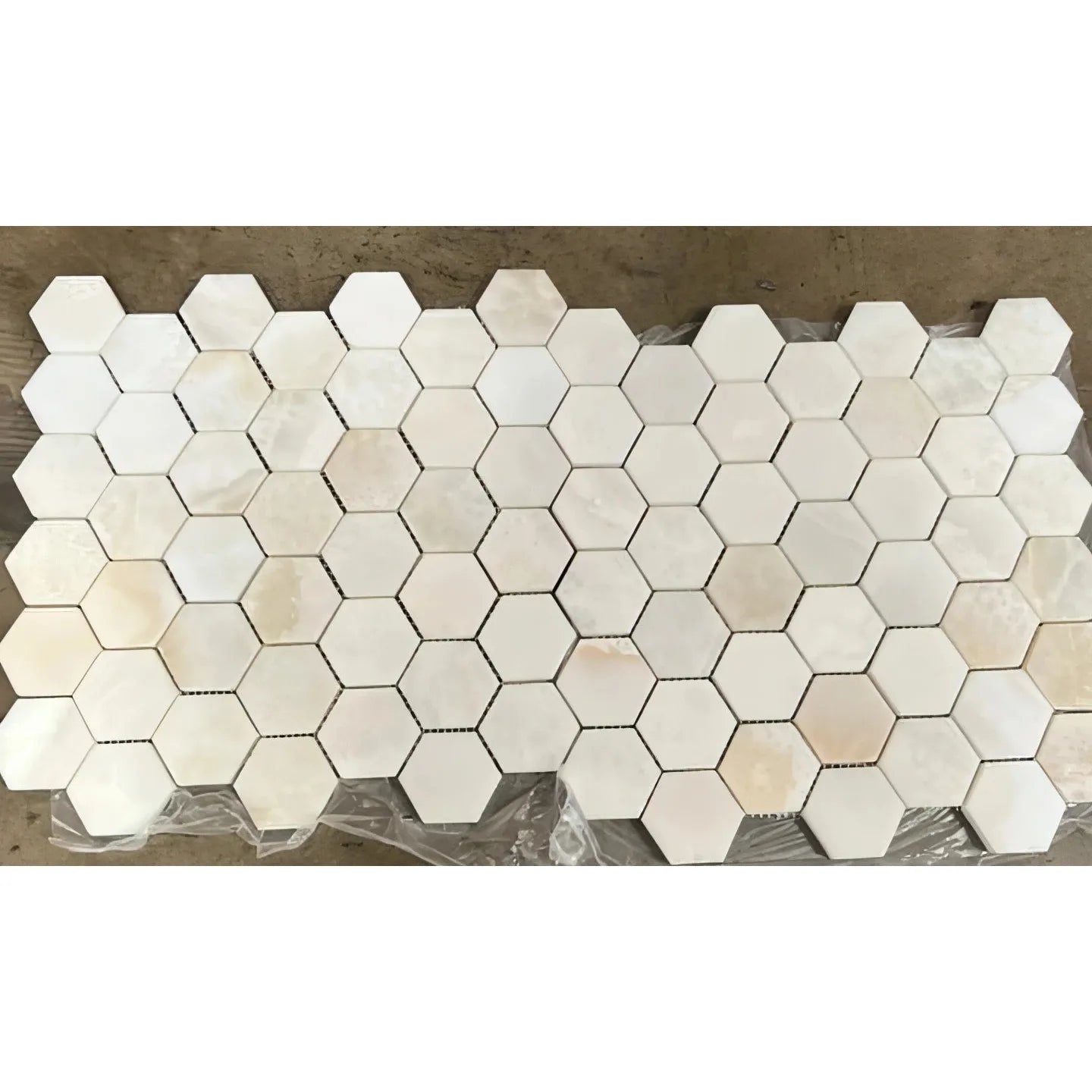 White Onyx 2" Hexagon Polished - Hey Tiles