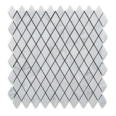 Carrara White Marble Honed 1" Diamond Mosaic Tile - heytiles