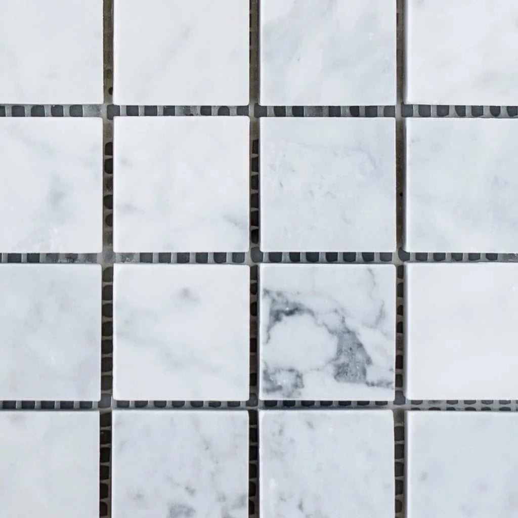 1 x 1 Carrara White Square Marble Mosaic Tile - Hey Tiles