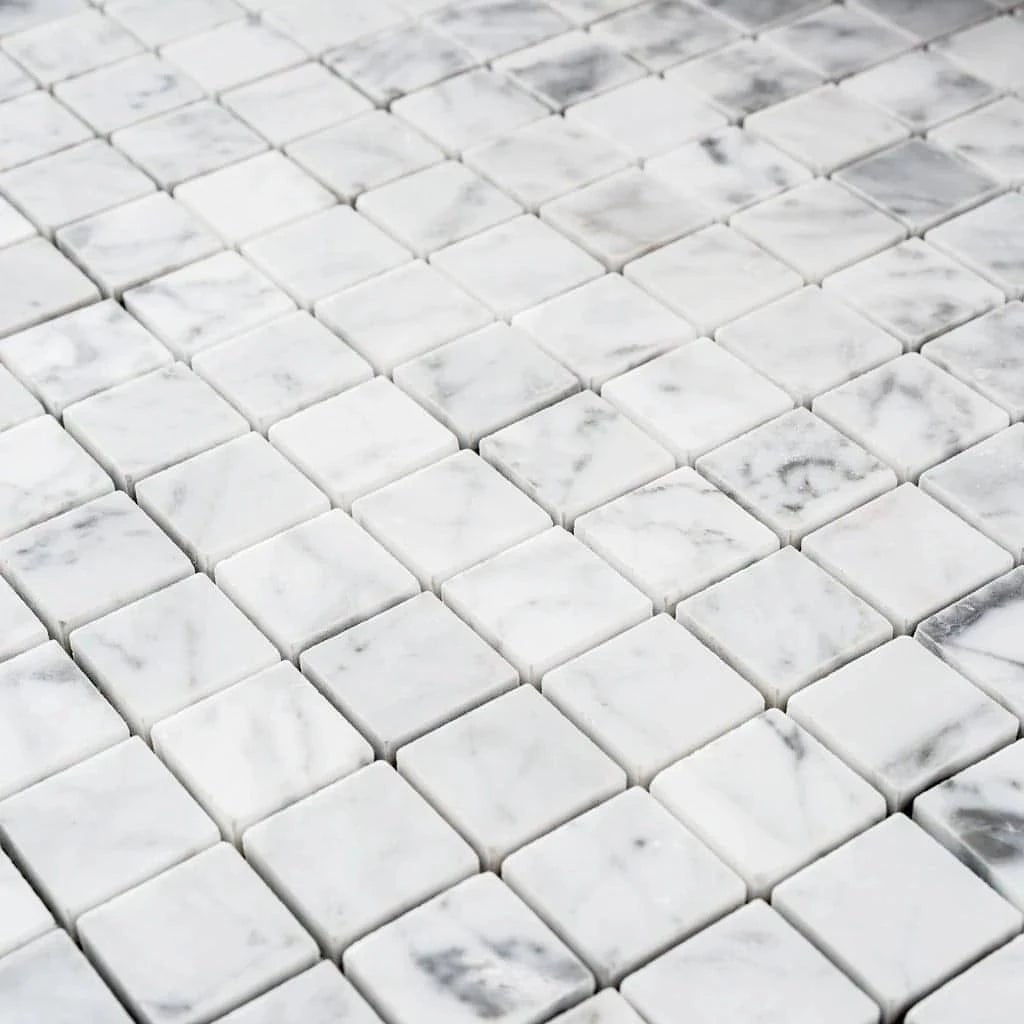 1 x 1 Carrara White Square Marble Mosaic Tile - Hey Tiles