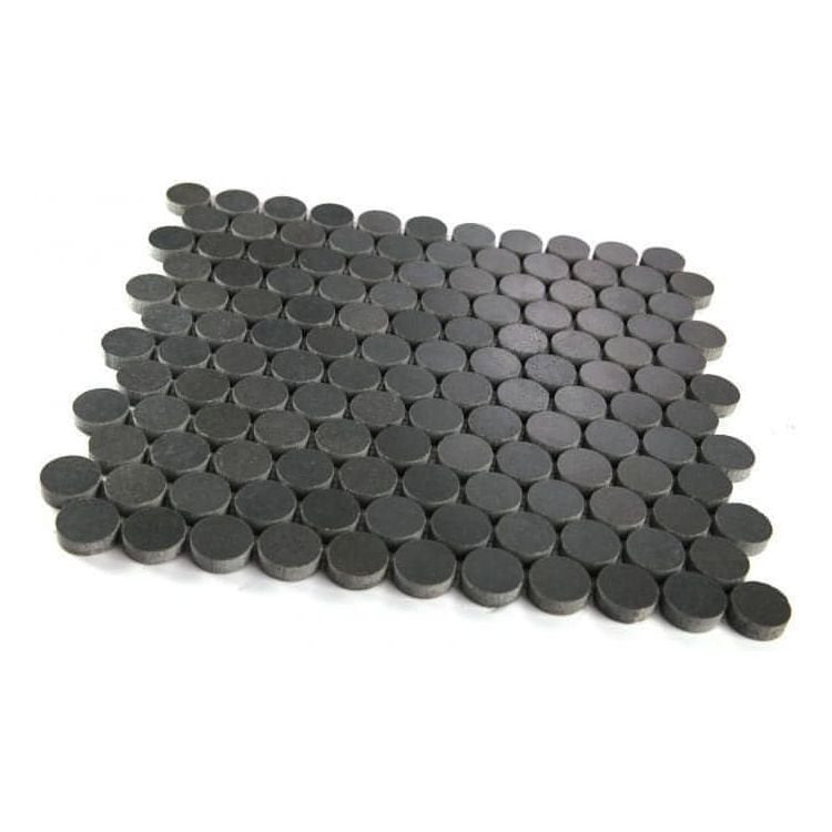 11 x 11.75 Black Basalt Penny Round - Hey Tiles